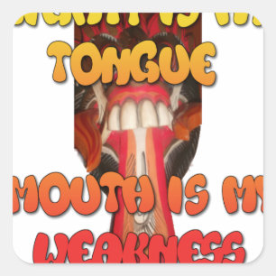 Sticker Carré Langue Liée : Citation Amusante de Langue Art de T
