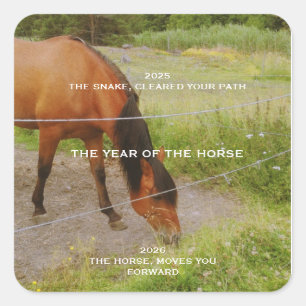 Sticker Carré L'année du Cheval, citation 2026