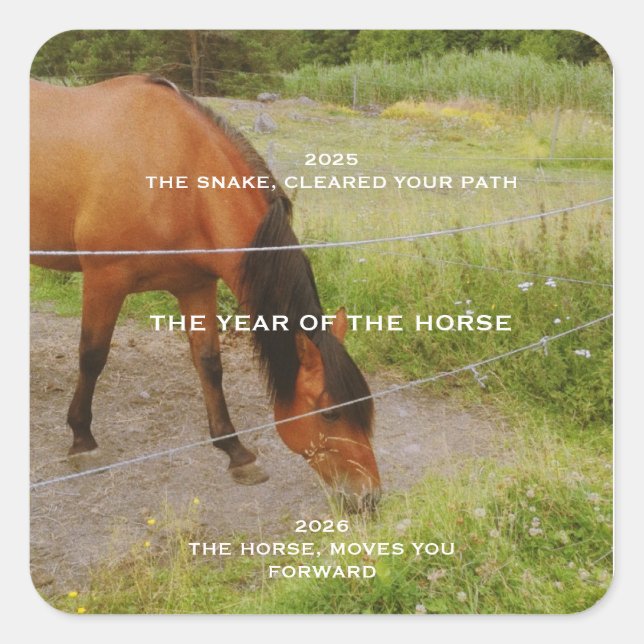 Sticker Carré L'année du Cheval, citation 2026  (Devant)