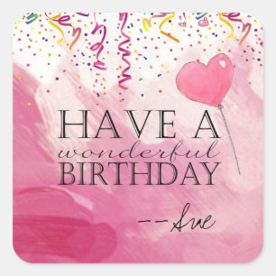 Sticker Carré L'anniversaire rempli par confettis souhaite des