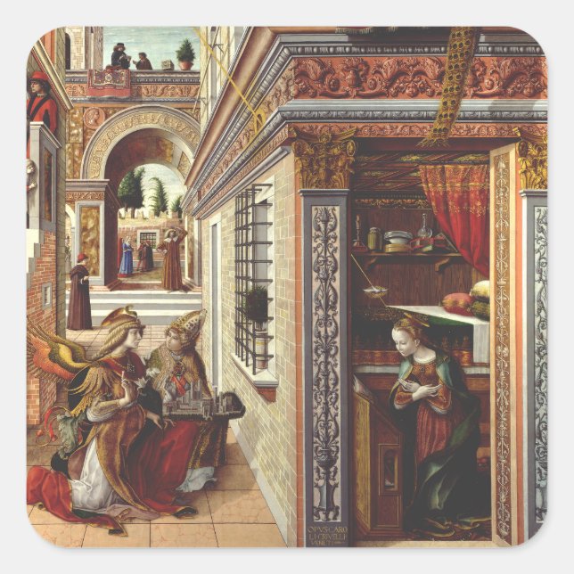 Sticker Carré L'Annonciation Carlo Crivelli Art de la Renaissanc (Devant)