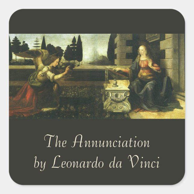 Sticker Carré L'Annonciation du Seigneur de Léonard de Vinci (Devant)