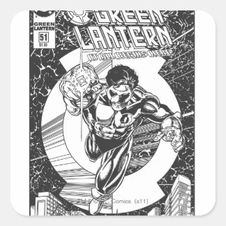 Sticker Carré Lanterne verte - Tout commence ici, Noir et blanc