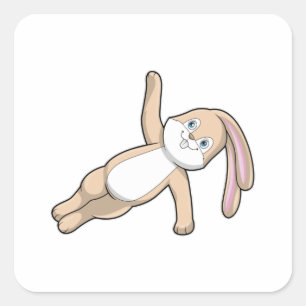 Sticker Carré Lapin au Yoga Stretching