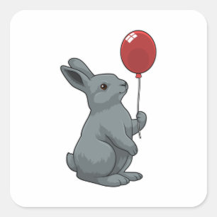 Sticker Carré Lapin avec ballon