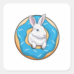 Sticker Carré Lapin avec Donut
