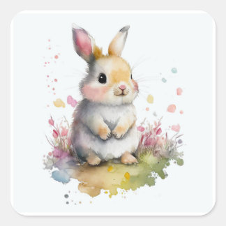 Sticker Carré lapin bébé