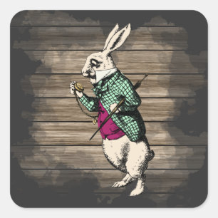 Sticker Carré Lapin Blanc de Wonderland Menthe