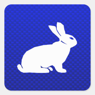 Sticker Carré Lapin bleu