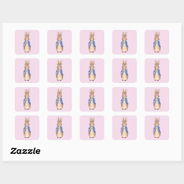 Sticker Carré Lapin classique Bunny veste bleue (Feuille)