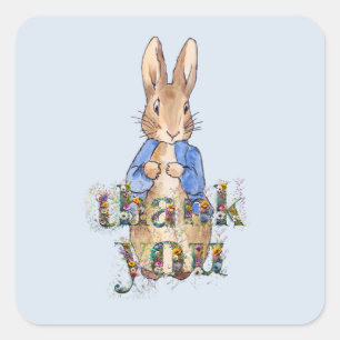 Sticker Carré Lapin classique Bunny veste bleue