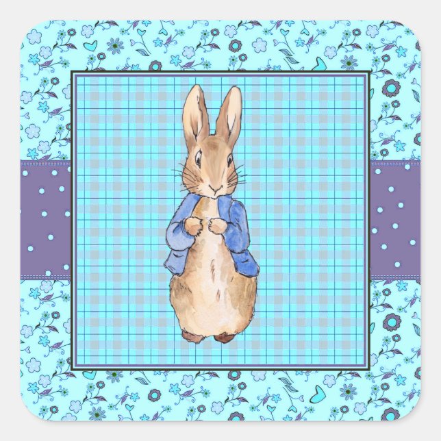 Sticker Carré Lapin classique Bunny veste bleue (Devant)