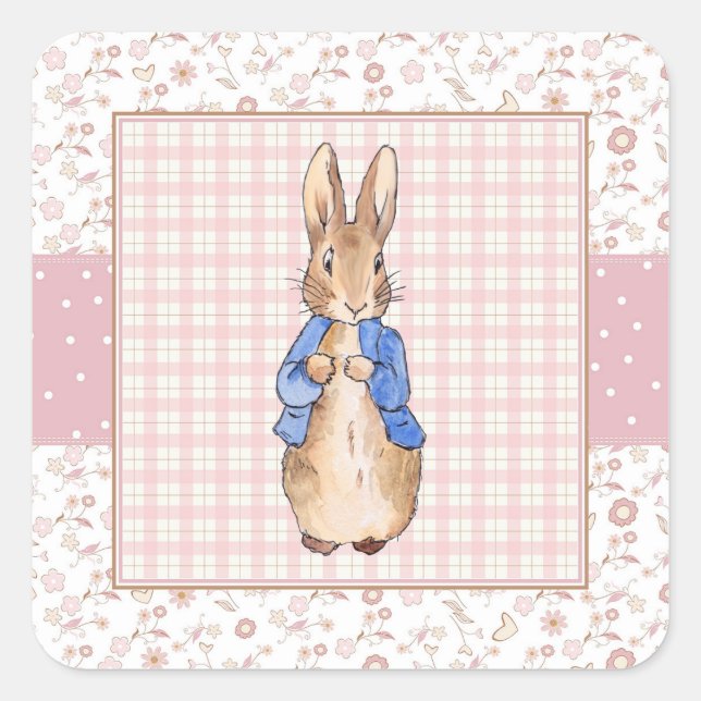 Sticker Carré Lapin classique Bunny veste bleue (Devant)