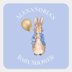 Sticker Carré Lapin classique personnalisé en bleu