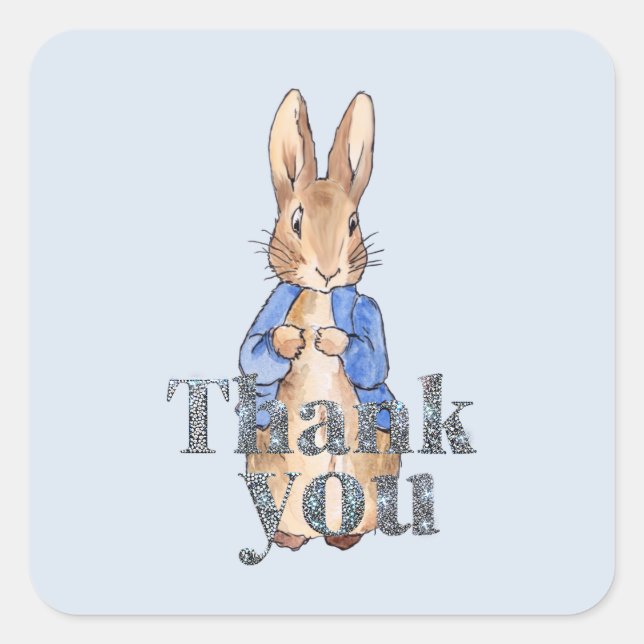 Sticker Carré Lapin classique veste bleue Merci (Devant)