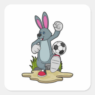 Sticker Carré Lapin comme joueur de football avec Soccer