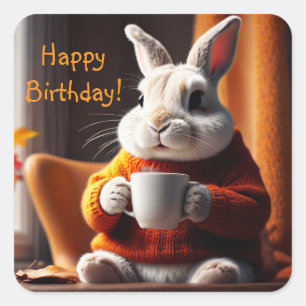 Sticker Carré Lapin Cosy