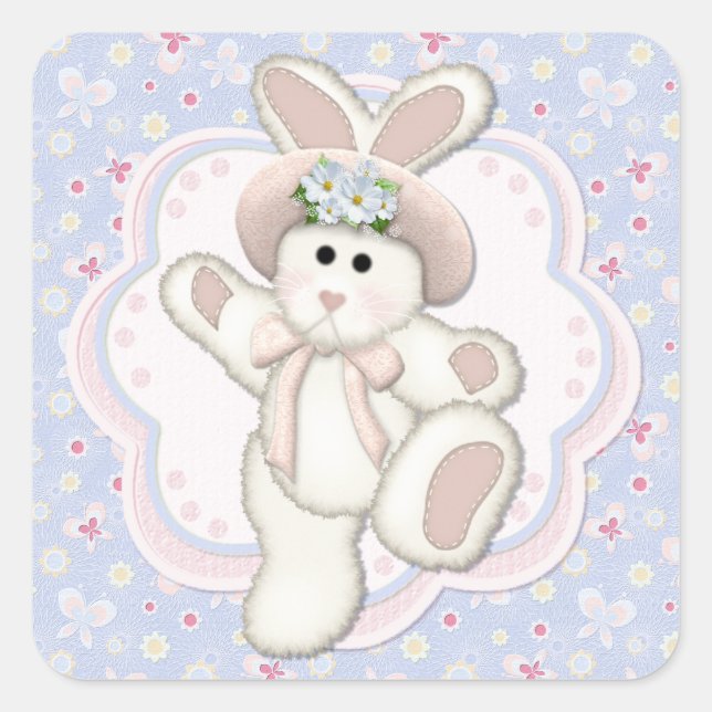Sticker Carré Lapin de campagne doux (Devant)