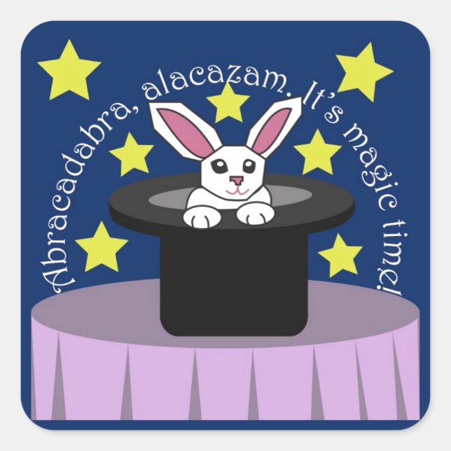 Sticker Carré Lapin de magie de Makin (Devant)