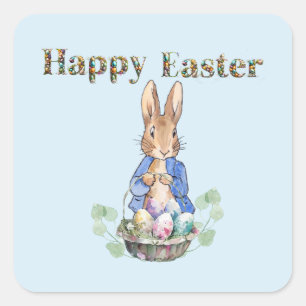 Sticker Carré lapin de Pâques