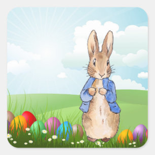 Sticker Carré lapin de Pâques
