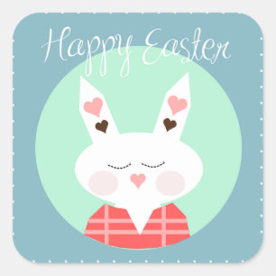 Sticker Carré Lapin de Pâques