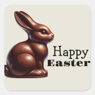 Sticker Carré Lapin de Pâques au chocolat