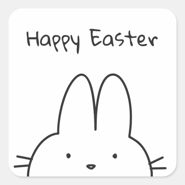 Sticker Carré Lapin de Pâques heureux (Devant)