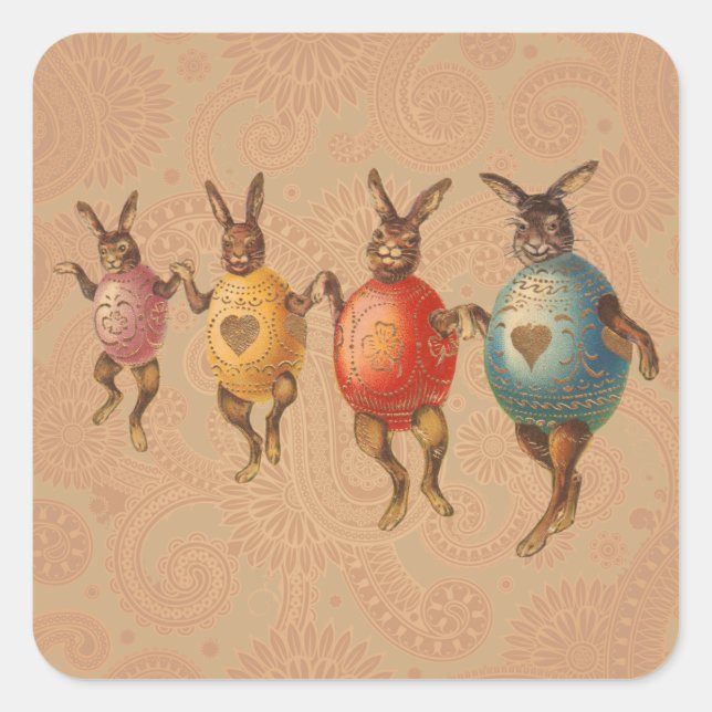 Sticker Carré Lapin de Pâques Œufs Dansants (Devant)