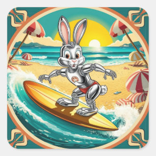 Sticker Carré lapin de surf : imagerie visuelle
