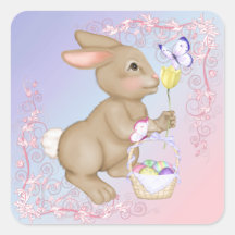 Lapin et panier de Pâques