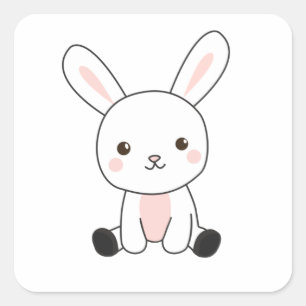 Sticker Carré Lapin Lapin Mets Animaux Pour Enfants Lapin Pâques