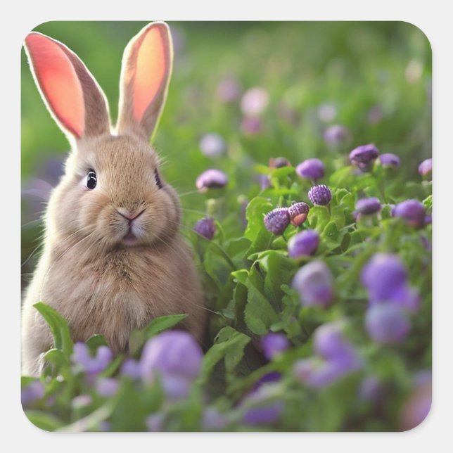 Sticker Carré Lapin mignon  (Devant)