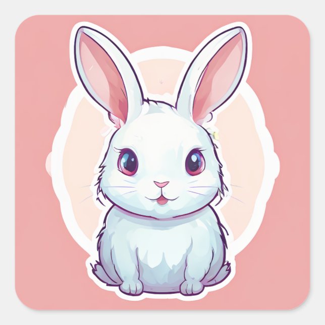 Sticker Carré lapin mignon (Devant)