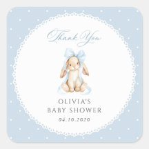 Lapin Mignon, Nœud Bleu, Points Bleus, Baby Shower
