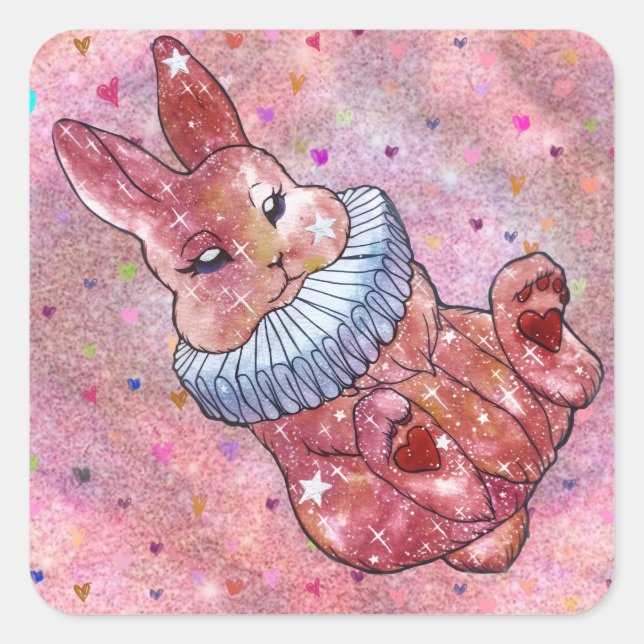 Sticker Carré Lapin nommé Coccinelle (Devant)