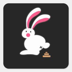 Sticker Carré Lapin Poops Drôle Lapin Poop Fun Rabbit