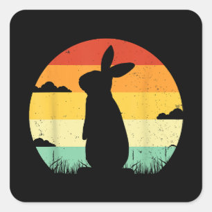 Sticker Carré Lapin Retro Vintage 80s Style Bunny Lover