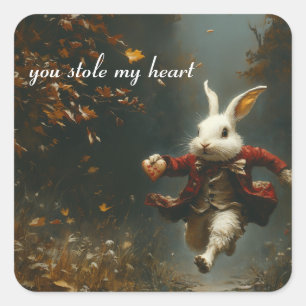 Sticker Carré Lapin Voleur de Coeur Personnalisé Livre de Contes
