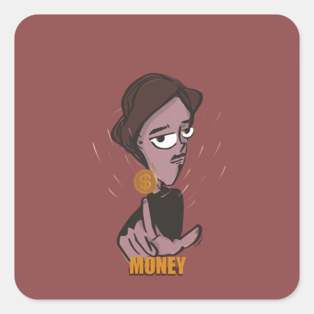 Sticker Carré L'argent est la seule réponse autocollante (Devant)