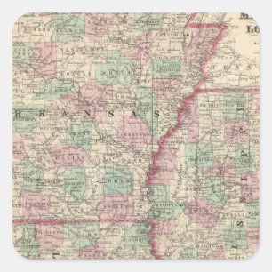 Sticker Carré L'Arkansas, le Mississippi, et la Louisiane