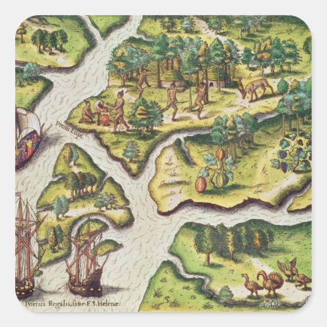 Sticker Carré L'arrivée des Français à Port Royal (Devant)