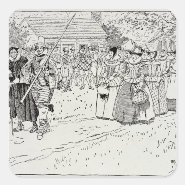 Sticker Carré L'arrivée des jeunes femmes à Jamestown (Devant)