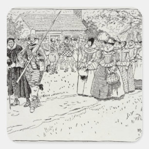 Sticker Carré L'arrivée des jeunes femmes chez Jamestown