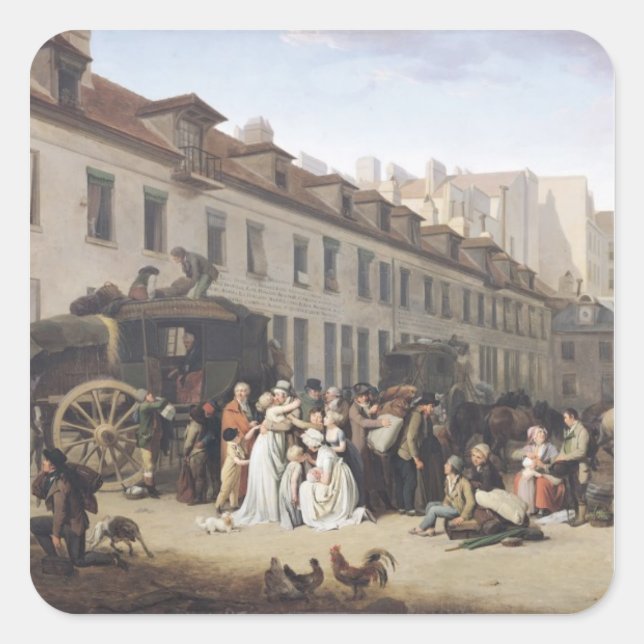 Sticker Carré L'arrivée d'un stagecoach au Terminus (Devant)