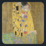 Sticker Carré L'art de la peinture Kiss de Gustav Klimt<br><div class="desc">Le baiser de Gustav Klimt (1907-1908)</div>