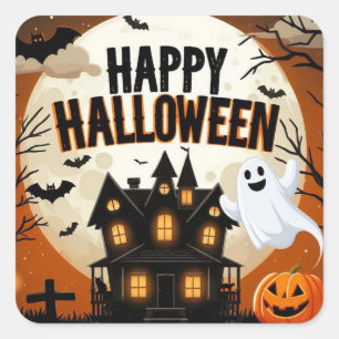 Sticker Carré L'art d'Halloween vintage