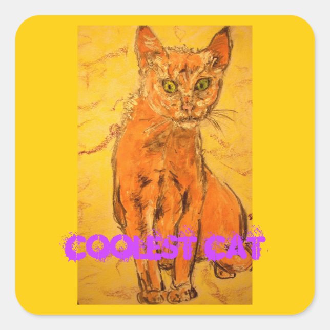 Sticker Carré l'art du chat le plus cool (Devant)