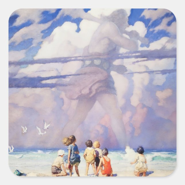 Sticker Carré L'art féerique du « Géant » par NC Wyeth (Devant)