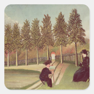 Sticker Carré L'artiste peignant son épouse, 1900-05